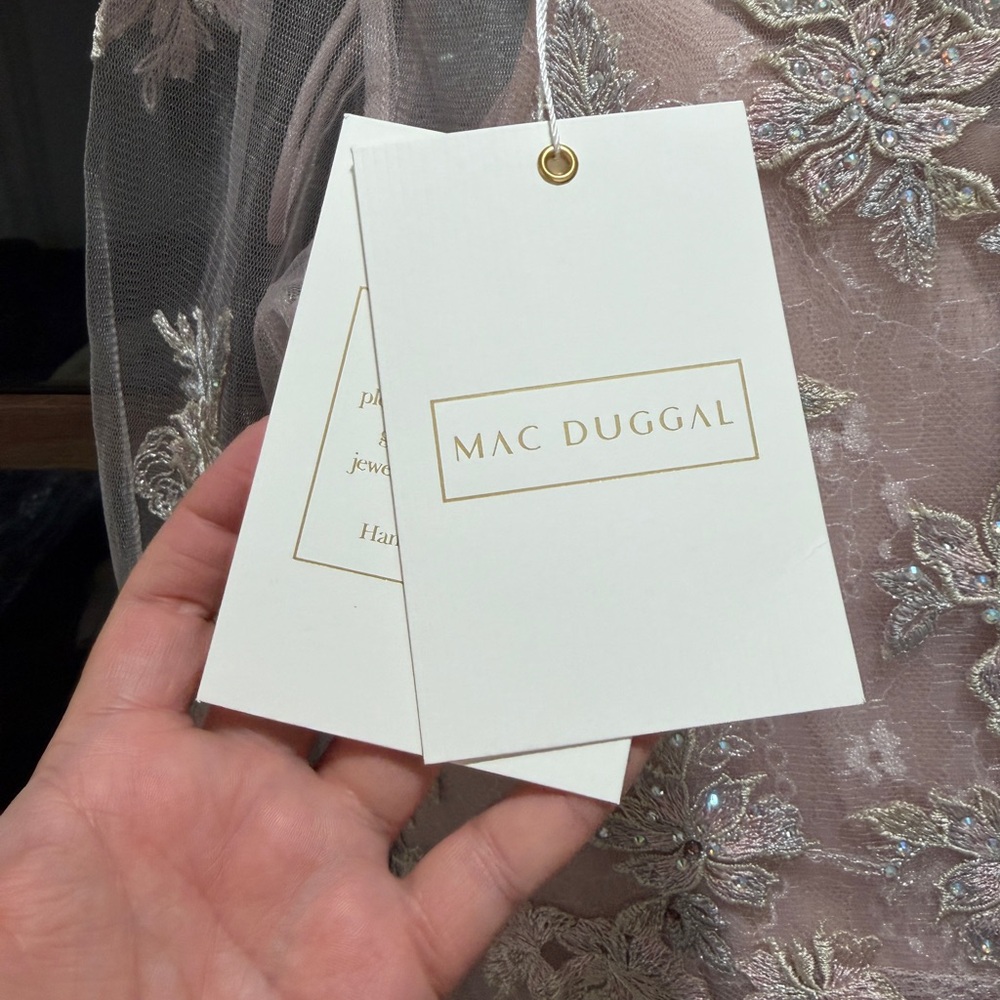 NWT Mac Duggal Elegant Lace Midi Dress in Blush Pink - Picture 8 of 11
